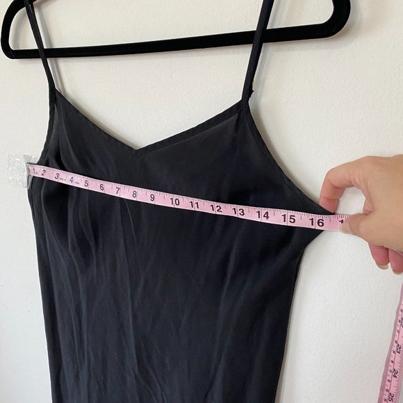 J Crew Black Sheer Chiffon V Neck Cami Tank Top XS Spaghetti Strap - Picture 3 of 7